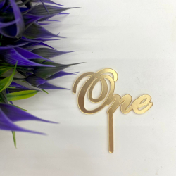 Изображение Мини топпер One акрил золото, 7 см (МАЛ-7)